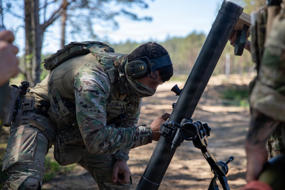 U.S., NATO partner forces conduct mortar fire at Pabradė Training Area, Lithuania