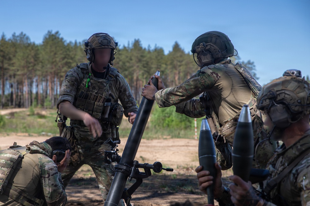 U.S., NATO partner forces conduct mortar fire at Pabradė Training Area, Lithuania