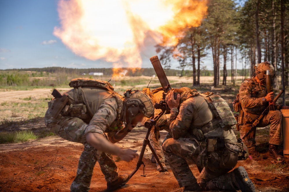 U.S., NATO partner forces conduct mortar fire at Pabradė Training Area, Lithuania