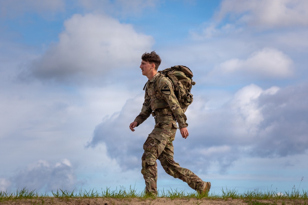 U.S. service members, NATO partner forces conduct Norwegian Foot March at Pabradė Training Area, Lithuania