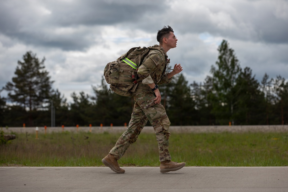 U.S. service members, NATO partner forces conduct Norwegian Foot March at Pabradė Training Area, Lithuania