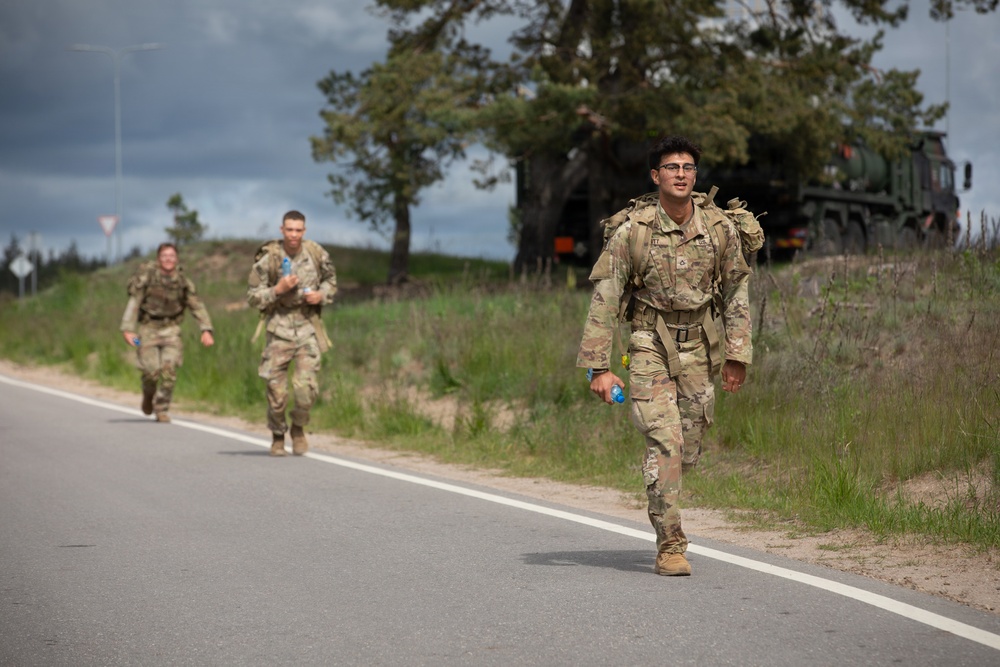 U.S. service members, NATO partner forces conduct Norwegian Foot March at Pabradė Training Area, Lithuania