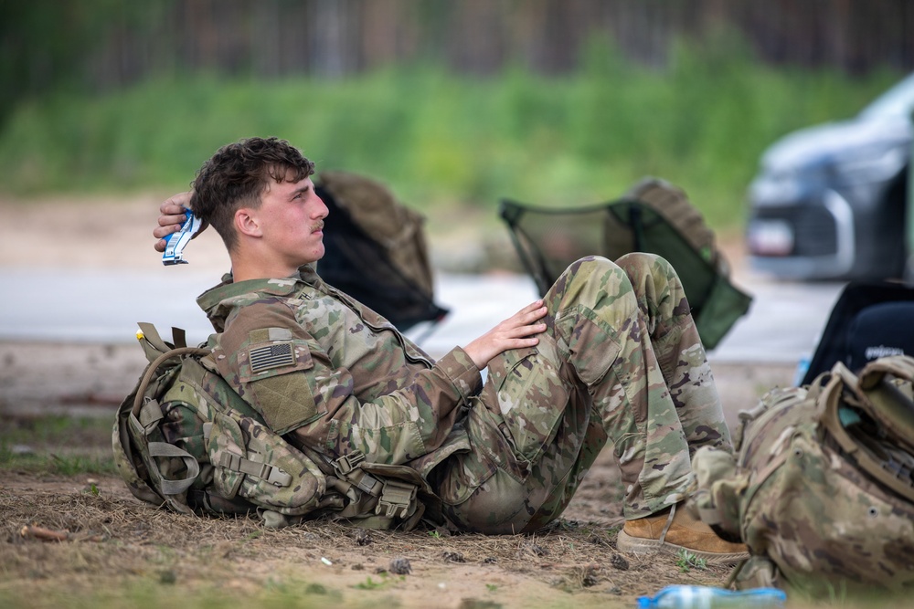 U.S. service members, NATO partner forces conduct Norwegian Foot March at Pabradė Training Area, Lithuania