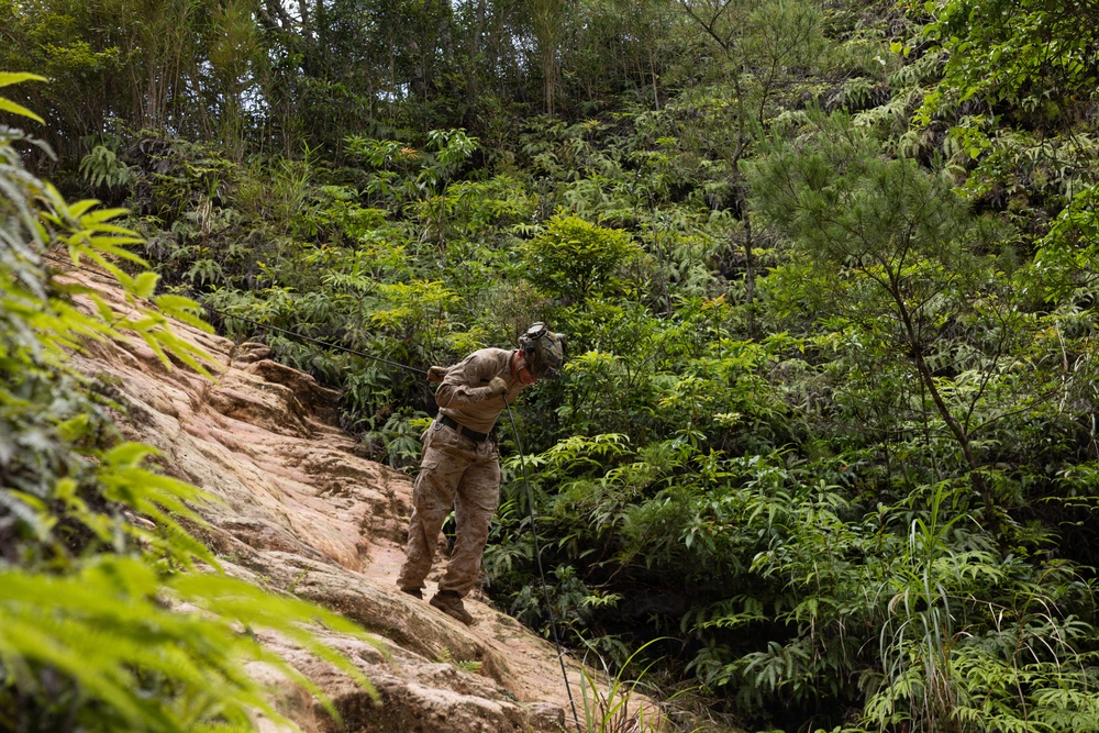 U.S. Marines with 12th LCT Refine their Rappel Techniques at Jungle Warfare Training Center
