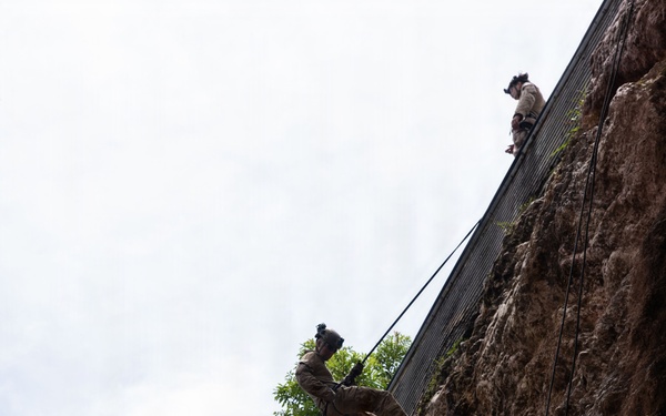 U.S. Marines with 12th LCT Refine their Rappel Techniques at Jungle Warfare Training Center