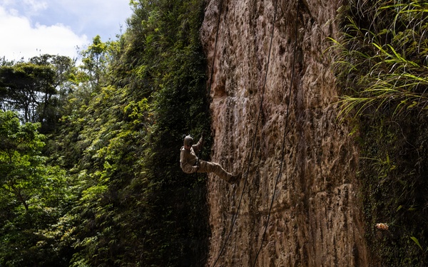U.S. Marines with 12th LCT Refine their Rappel Techniques at Jungle Warfare Training Center