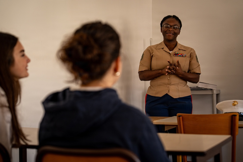 U.S. Marines visit students at Saint Joseph Schools in Château-Thierry, France