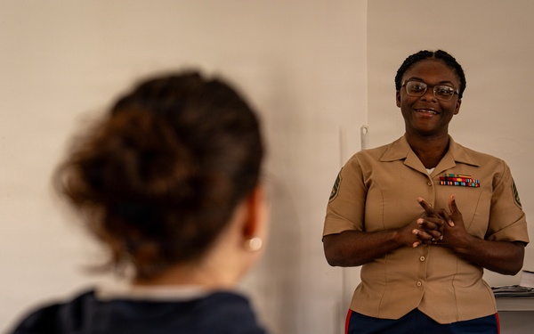 U.S. Marines visit students at Saint Joseph Schools in Château-Thierry, France