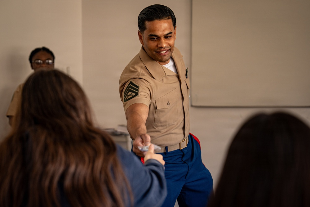 U.S. Marines visit students at Saint Joseph Schools in Château-Thierry, France