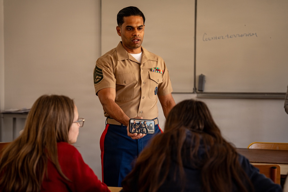 U.S. Marines visit students at Saint Joseph Schools in Château-Thierry, France