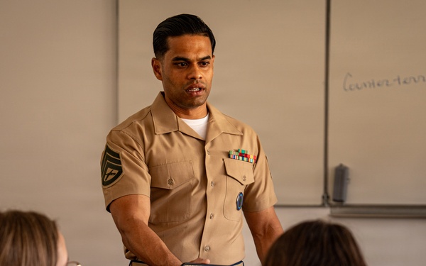 U.S. Marines visit students at Saint Joseph Schools in Château-Thierry, France