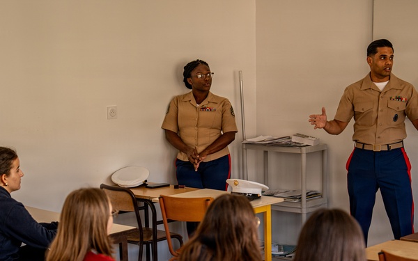 U.S. Marines visit students at Saint Joseph Schools in Château-Thierry, France