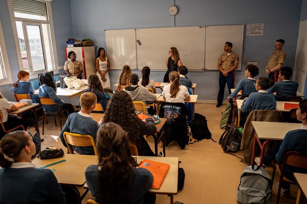 U.S. Marines visit students at Saint Joseph Schools in Château-Thierry, France
