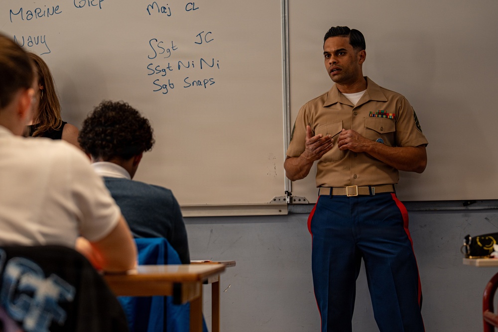 U.S. Marines visit students at Saint Joseph Schools in Château-Thierry, France