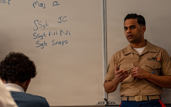 U.S. Marines visit students at Saint Joseph Schools in Château-Thierry, France