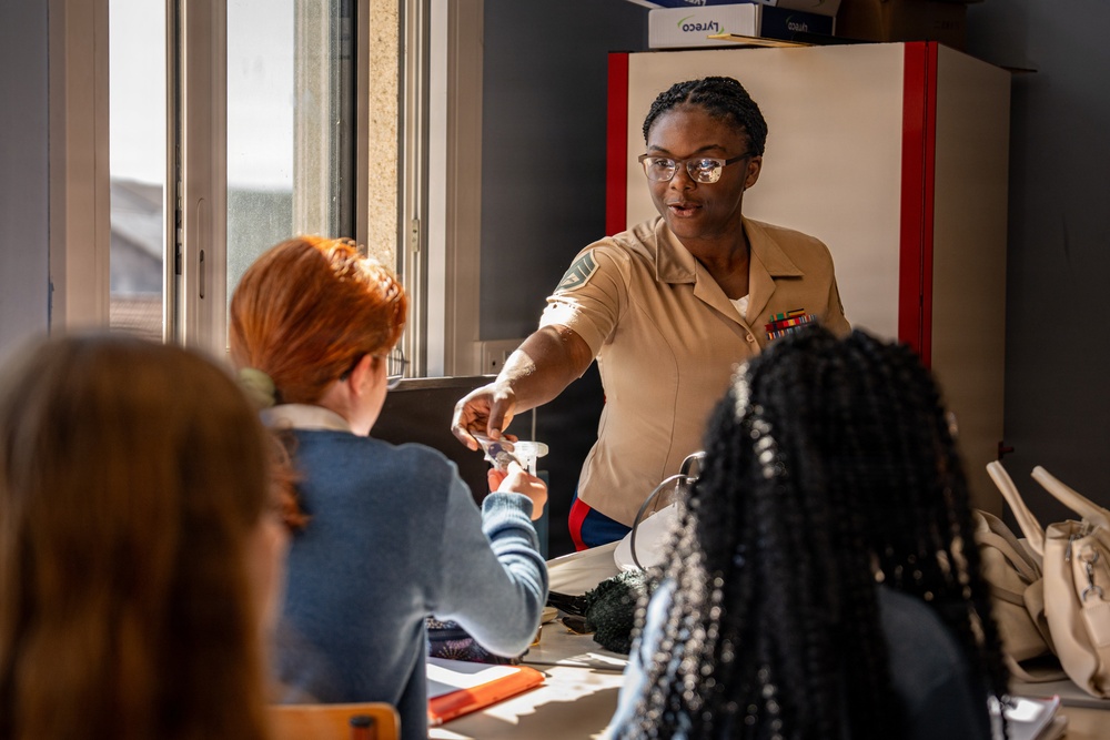 U.S. Marines visit students at Saint Joseph Schools in Château-Thierry, France