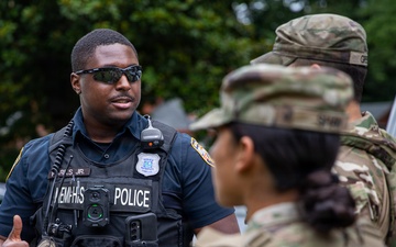 U.S. Army National Guard Soldiers assigned to the Memphis Safe Task Force patrols Frayser in Memphis, Tennessee