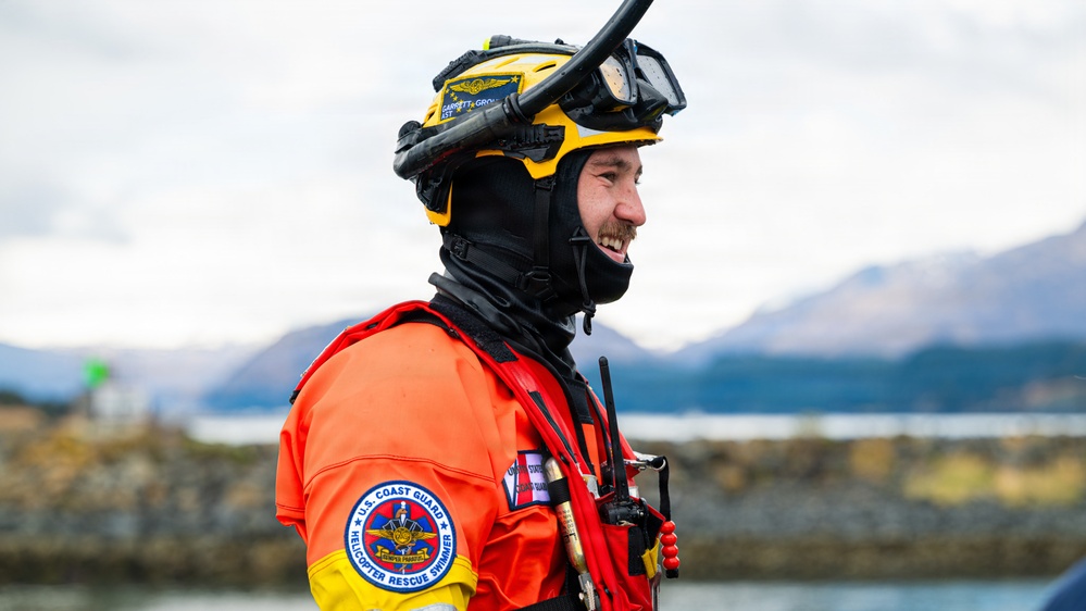 Coast Guard rescue swimmer engages with public at Kodiak Crabfest 2026