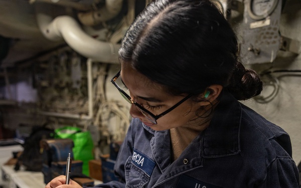 USS Iwo Jima Sailors Conduct Daily Operations in the Forward Engineering Pit