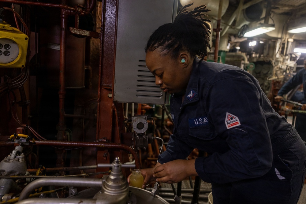 USS Iwo Jima Sailors Conduct Daily Operations in the Forward Engineering Pit