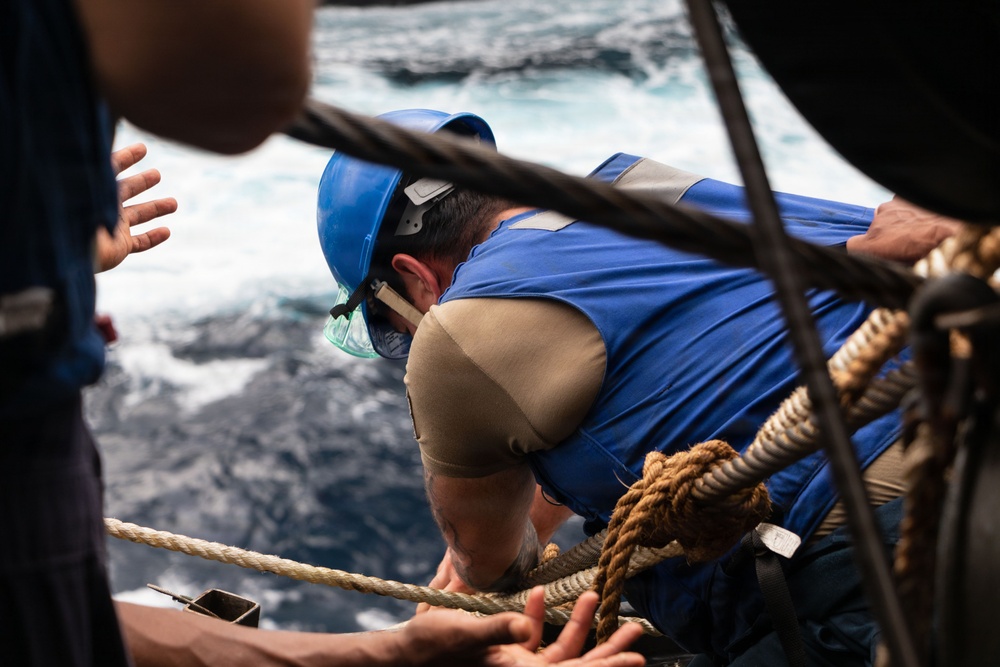 USS Portland Conducts Underway Replenishment with Motor Vessel Asterix