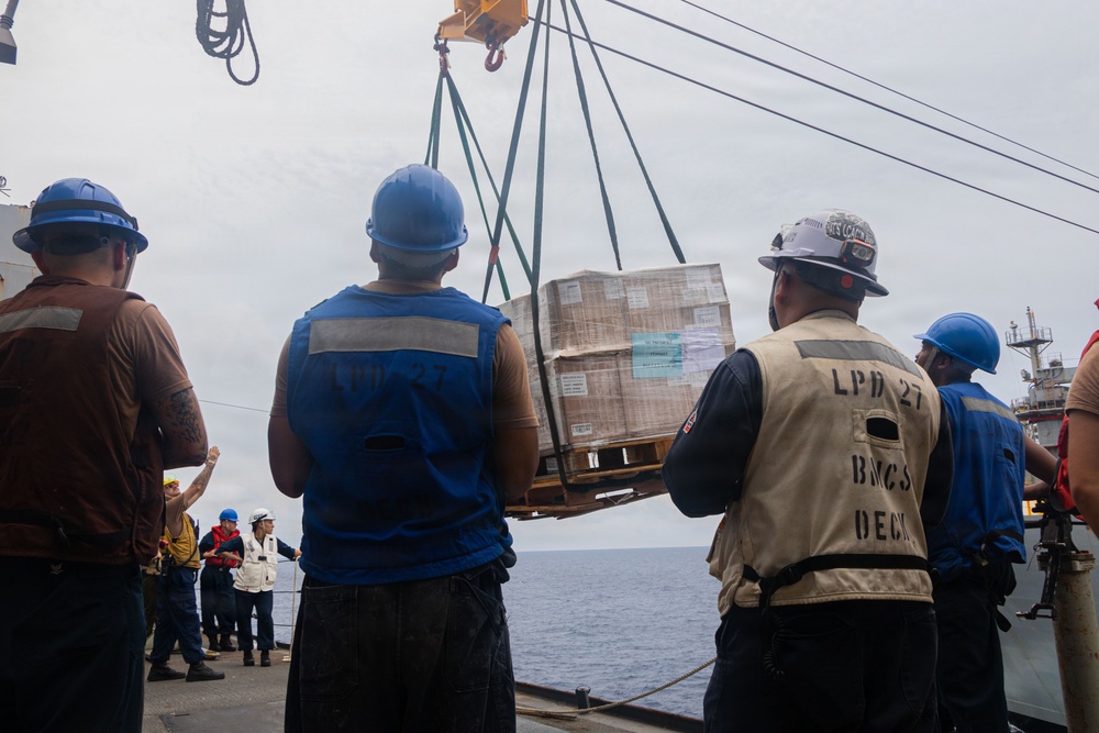 USS Portland Conducts Underway Replenishment with USNS Cesar Chavez