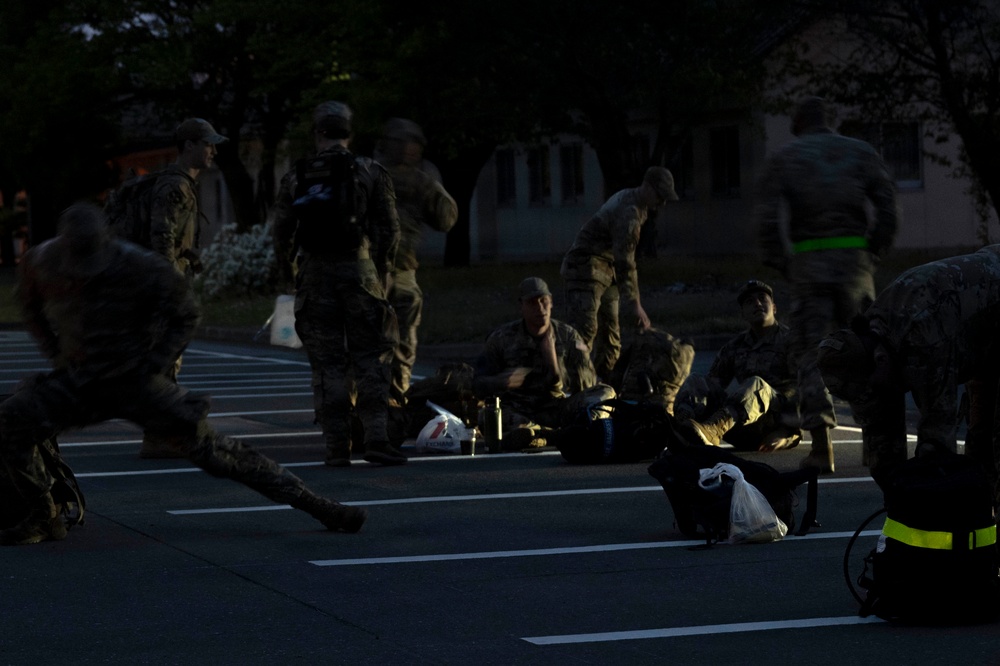 Team Misawa test readiness in Norwegian Foot March