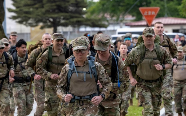 Team Misawa test readiness in Norwegian Foot March