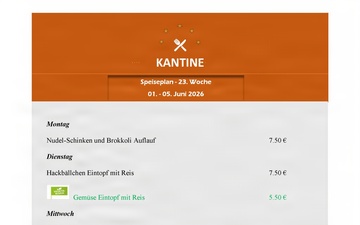 Kantine menu - 1-5 June 2026