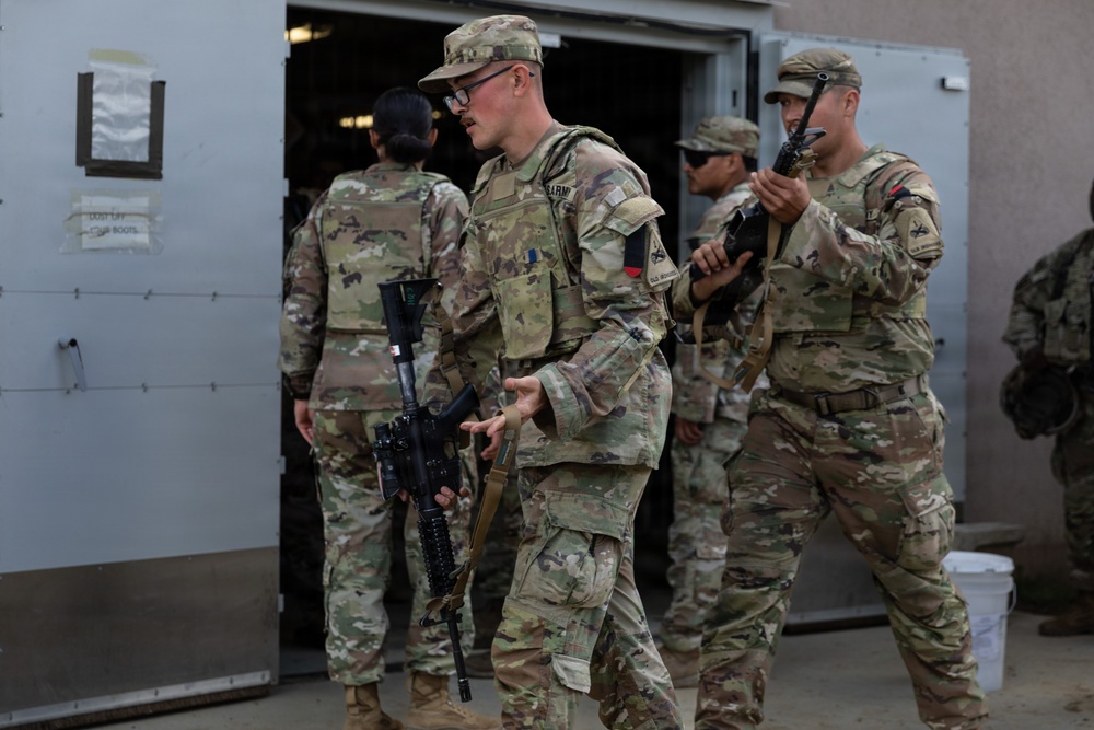 36th Infantry Regiment Soldiers conduct base defense training at NSTA, Bulgaria