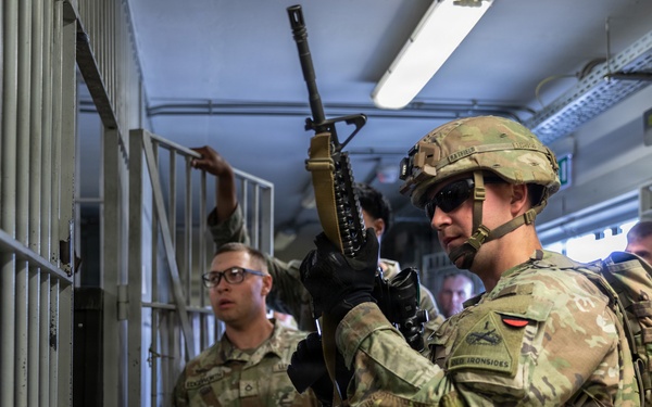 36th Infantry Regiment Soldiers conduct base defense training at NSTA, Bulgaria