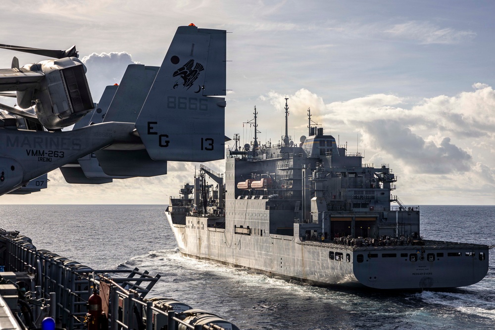 USS Iwo Jima Conducts a Replenishment-At-Sea