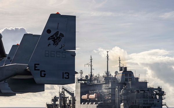USS Iwo Jima Conducts a Replenishment-At-Sea