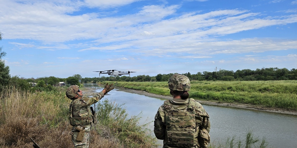 U.S. Army Soldiers assigned to 130th MEB operate unmanned aircraft to protect the U.S. border