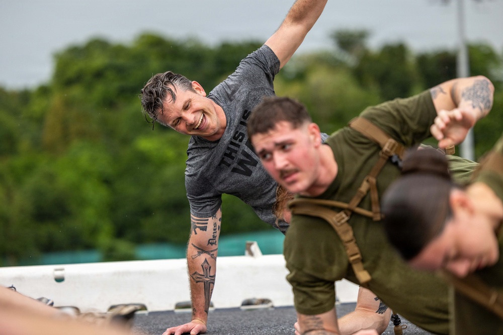 Secretary of War visits Marines, Sailors Aboard USS Boxer to Conduct Physical Training