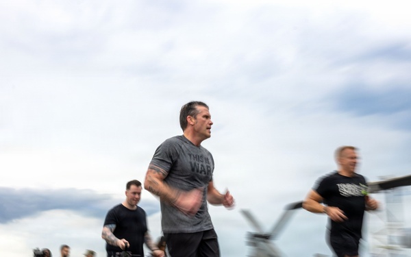 Secretary of War visits Marines, Sailors Aboard USS Boxer to Conduct Physical Training