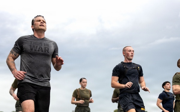 Secretary of War visits Marines, Sailors Aboard USS Boxer to Conduct Physical Training