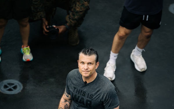 Secretary of War visits Marines, Sailors Aboard USS Boxer to Conduct Physical Training
