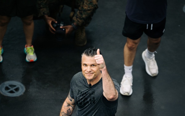 Secretary of War visits Marines, Sailors Aboard USS Boxer to Conduct Physical Training