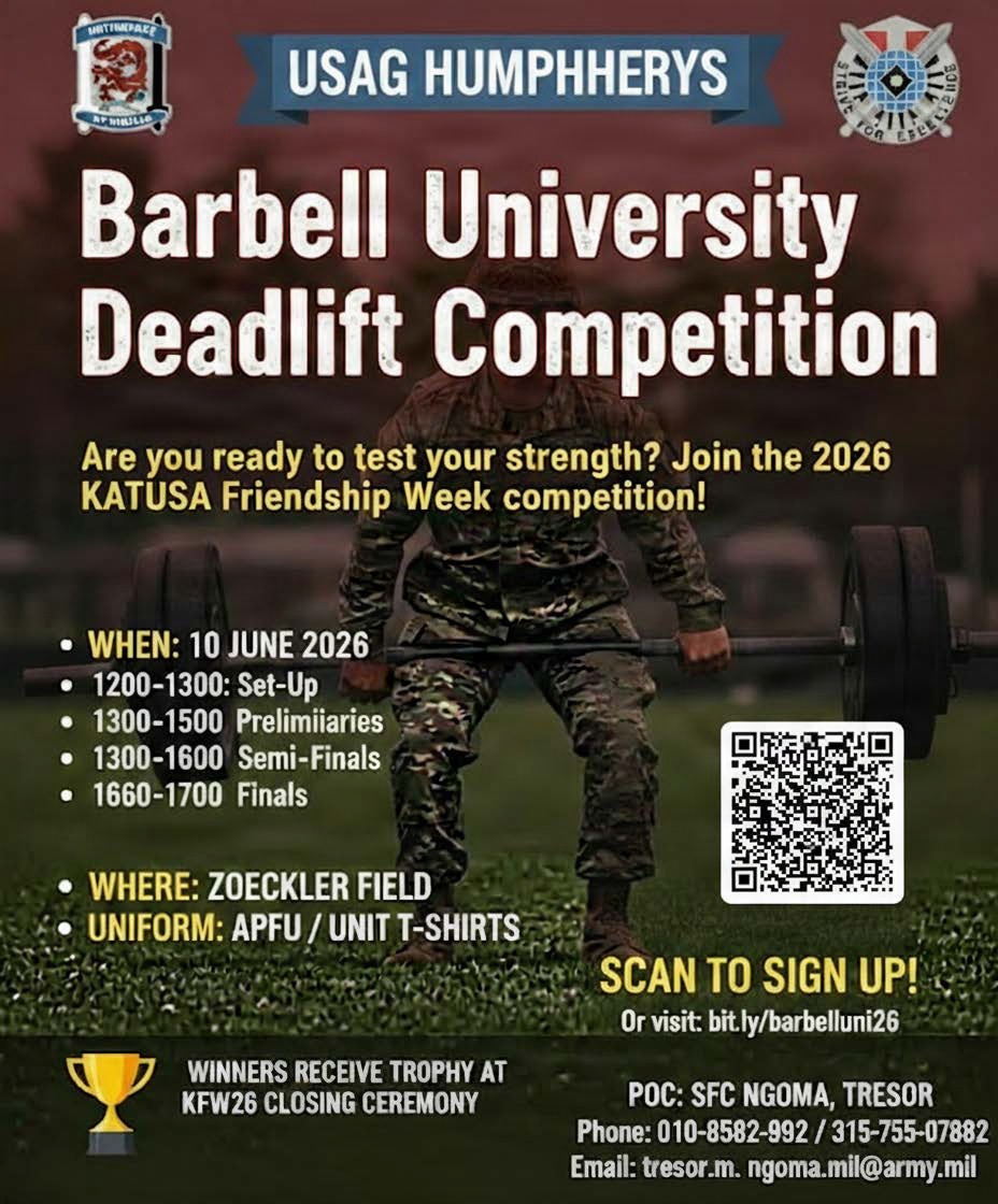 Deadlift Competition For KATUSA Friendship Week 2026 at Camp Humphreys