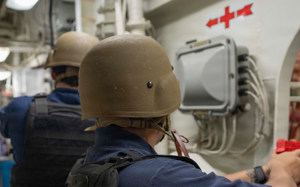 USS Bulkeley (DGD 84) enters an anti-terrorism training team environment, May 19, 2026