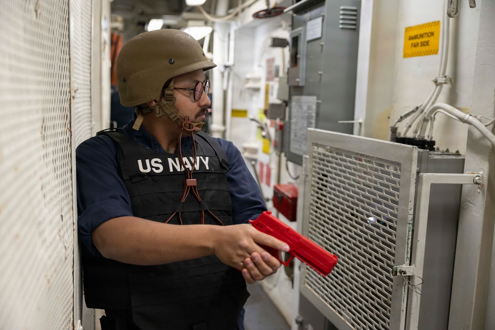 USS Bulkeley (DGD 84) enters an anti-terrorism training team environment, May 19, 2026