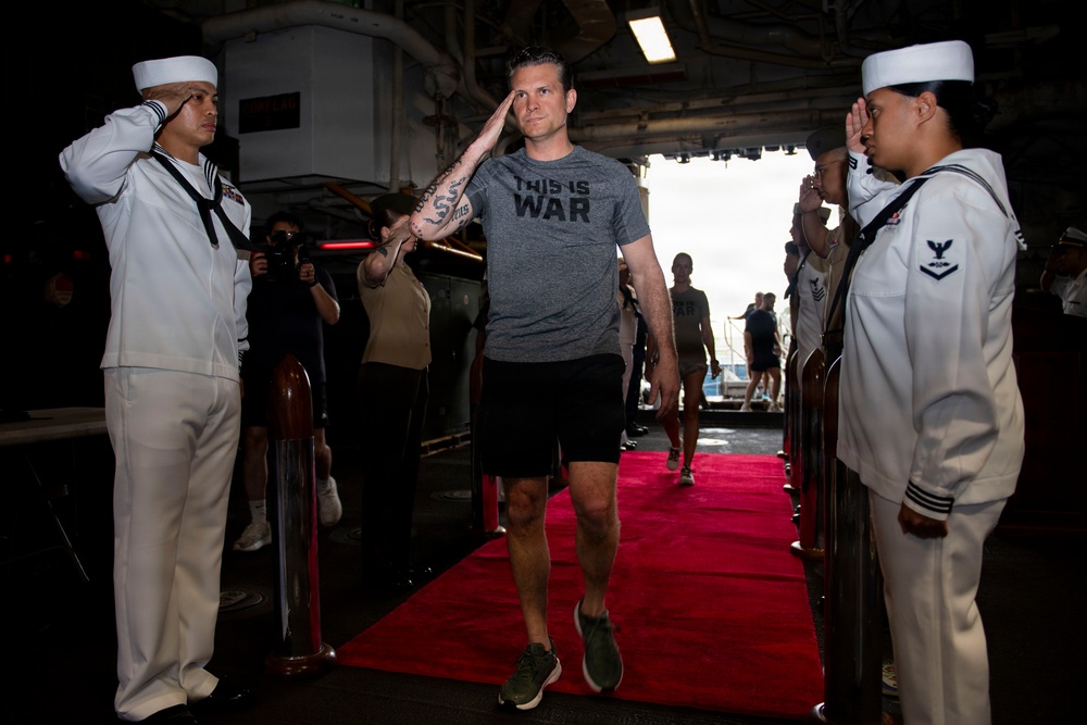Secretary of War visits USS Boxer