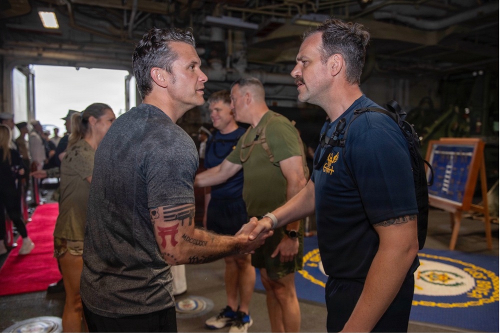 Secretary of War visits USS Boxer