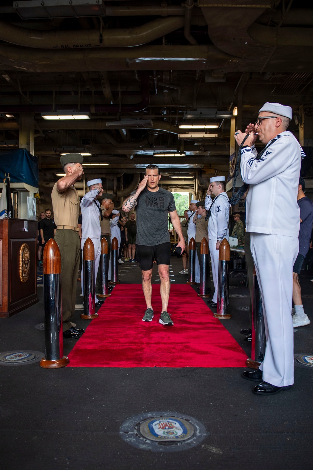 Secretary of War visits USS Boxer