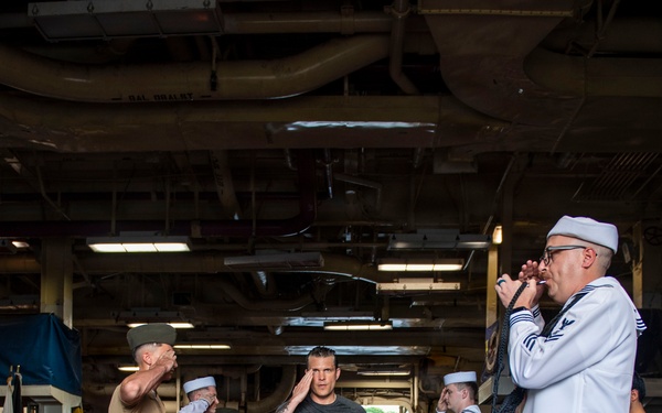 Secretary of War visits USS Boxer