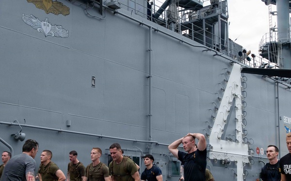 Secretary of War visits USS Boxer