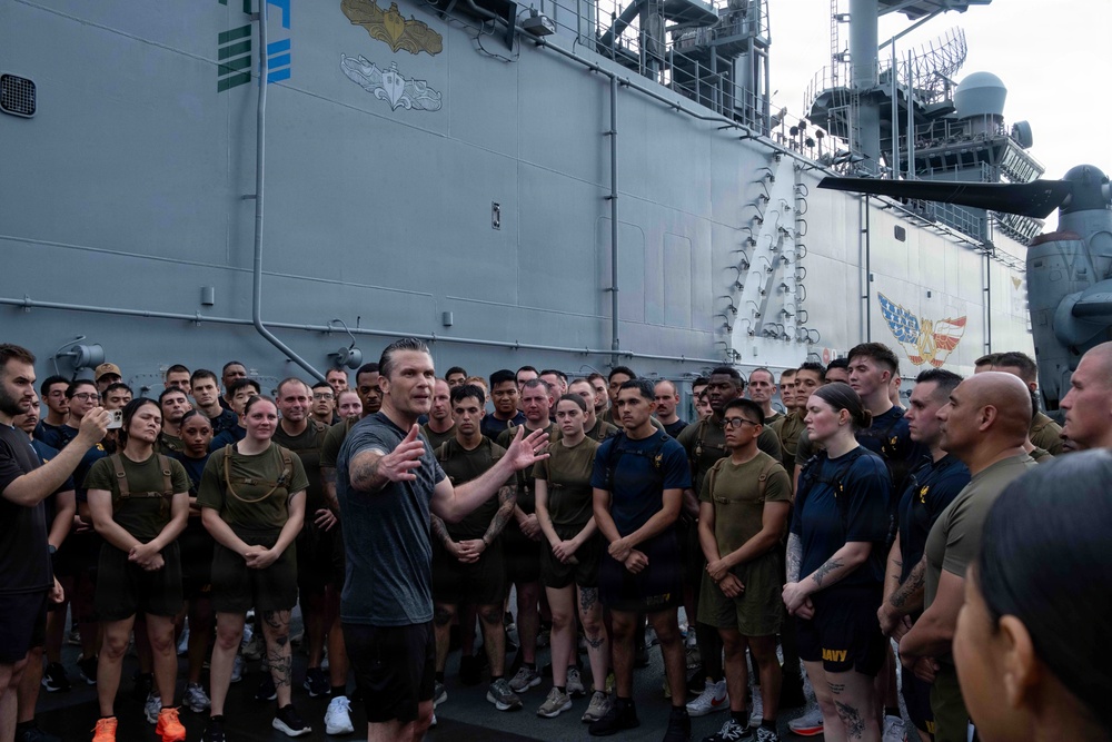 Secretary of War visits USS Boxer