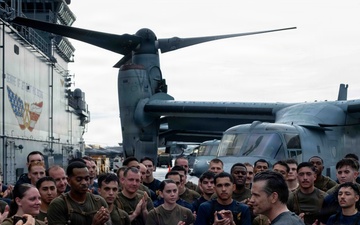 Secretary of War visits USS Boxer