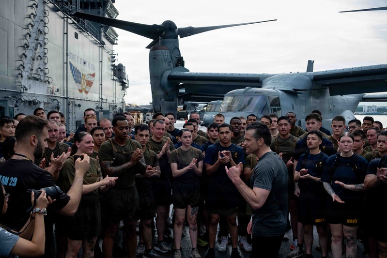Secretary of War visits USS Boxer